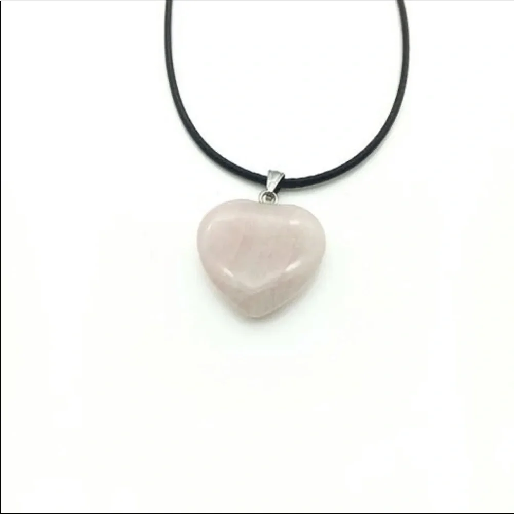 Pink Natural Stone Heart Pendant - Picture 2 of 3